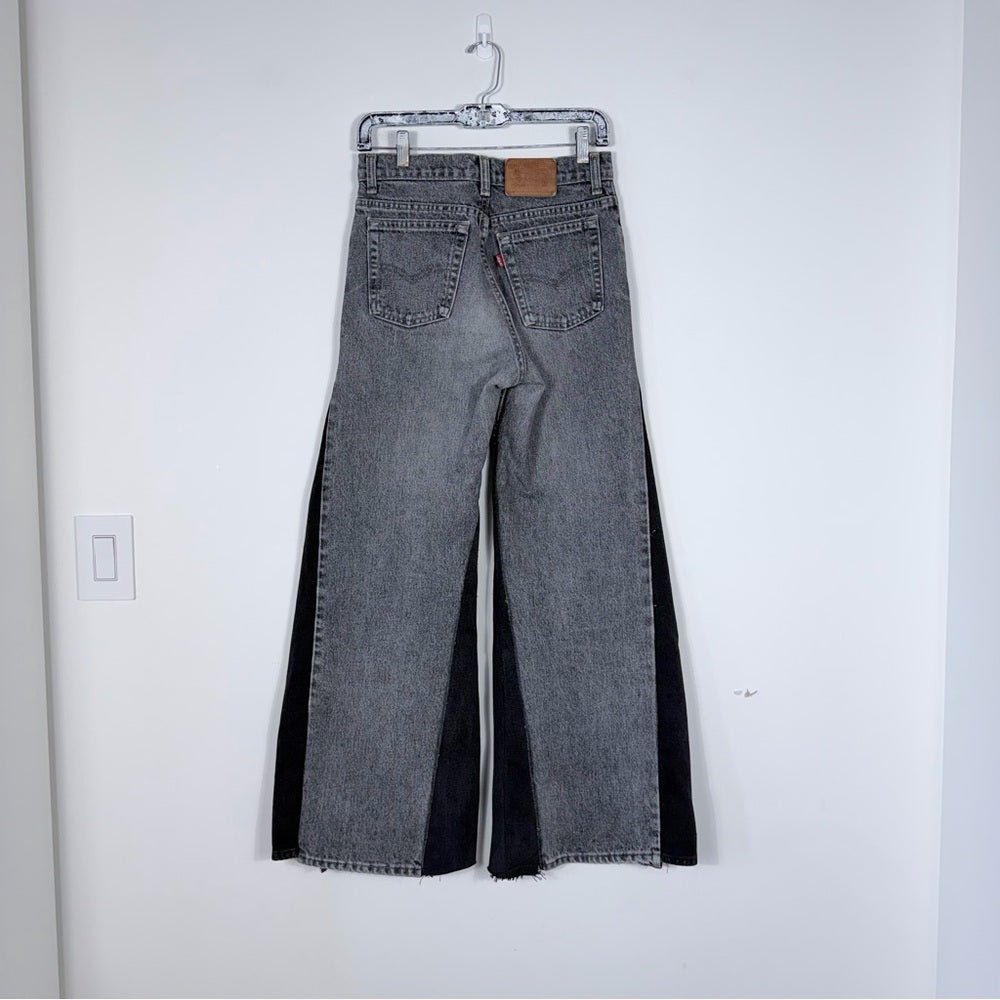 Levi’s 531 Reworked Jeans – Grey/Black Panel (One of One) - TheRWDenimLevi's 531 – Grey/black Panel (One of One) Wide-Leg Upcycled Reworked Denim – TheRWDenim