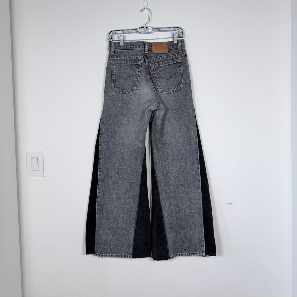 Levi’s 531 Reworked Jeans – Grey/Black Panel (One of One) - TheRWDenimLevi's 531 – Grey/black Panel (One of One) Wide-Leg Upcycled Reworked Denim – TheRWDenim