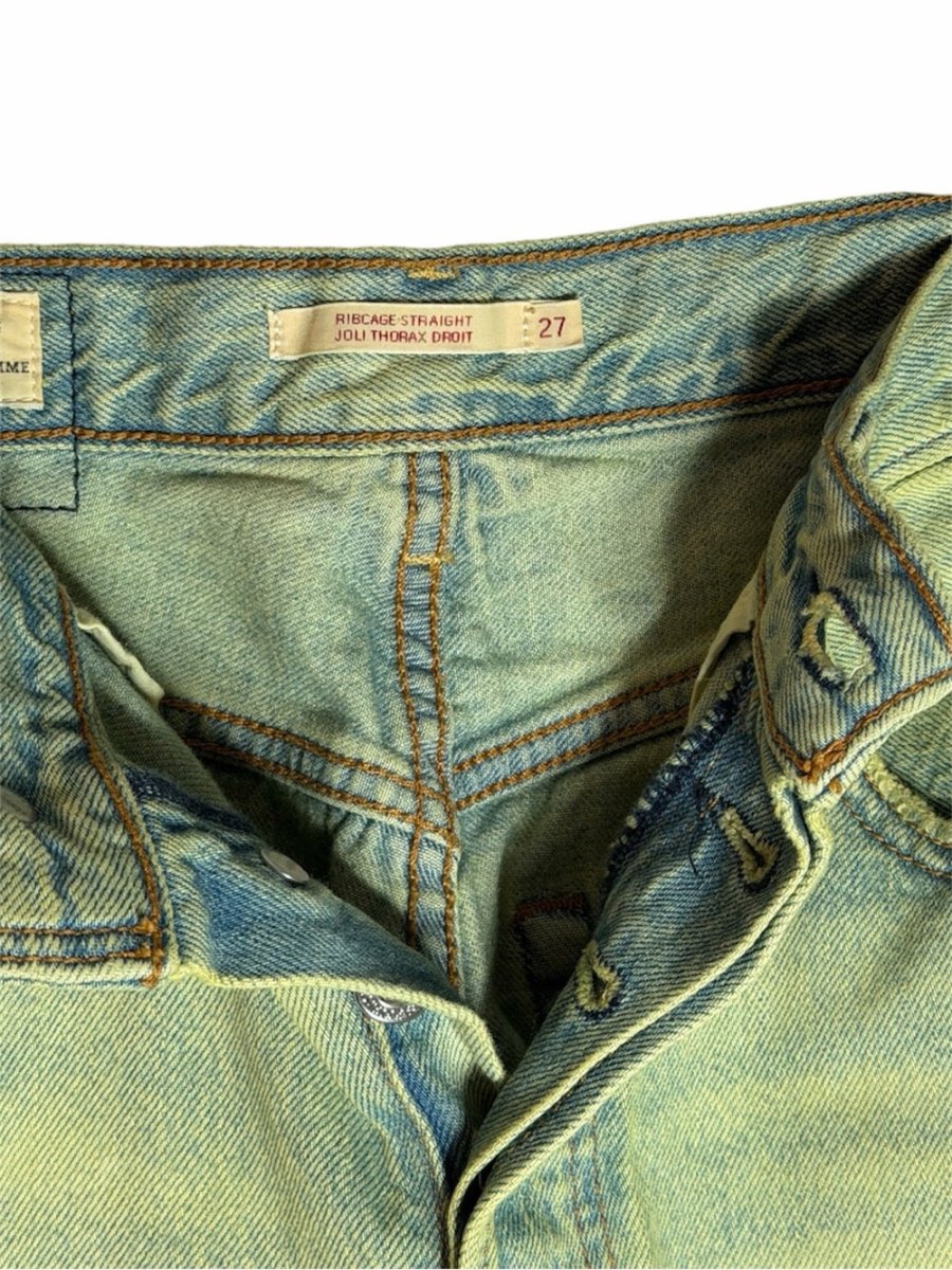 Levi's High-Rise Wide-Leg Jeans in Pale Green Wash upcycled - TheRWDenimLevi's High-Rise Wide-Leg in Pale Green Wash Upcycled Reworked Denim – TheRWDenim