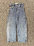 Levi's Reworked Upcycled Barrel Leg Jeans - Organic Dye Curved Denim 26 - TheRWDenimLevi's Barrel Leg - Organic Dye Curved Denim Wide-Leg Blue Wash Upcycled Reworked Denim – TheRWDenim