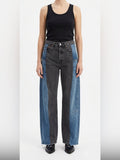 Levi's Two-Tone Black and Blue High-Rise Wide-Leg Jeans upcycled - TheRWDenimLevi's Two-Tone Black and Blue High-Rise Wide-Leg Upcycled Reworked Denim – TheRWDenim