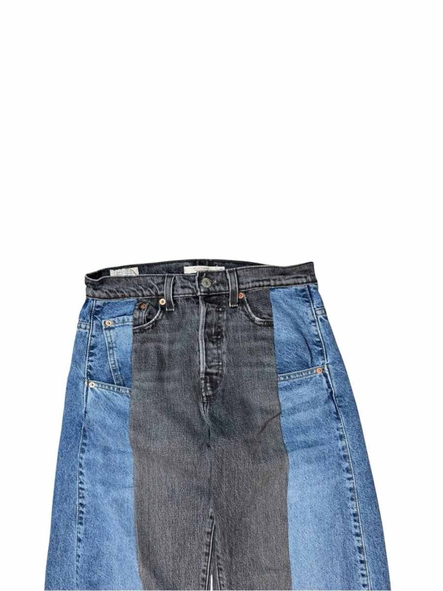 Levi's Two-Tone Black and Blue High-Rise Wide-Leg Jeans upcycled - TheRWDenimLevi's Two-Tone Black and Blue High-Rise Wide-Leg Upcycled Reworked Denim – TheRWDenim