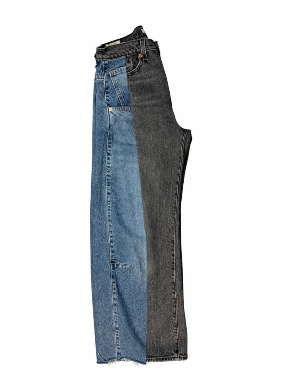 Levi's Two-Tone Black and Blue High-Rise Wide-Leg Jeans upcycled - TheRWDenimLevi's Two-Tone Black and Blue High-Rise Wide-Leg Upcycled Reworked Denim – TheRWDenim