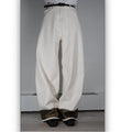High-Rise Cream Wide-Leg Jeans with Contrasting Printed Cuff