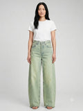 Levi's High-Rise Wide-Leg Jeans in Pale Green Wash upcycled