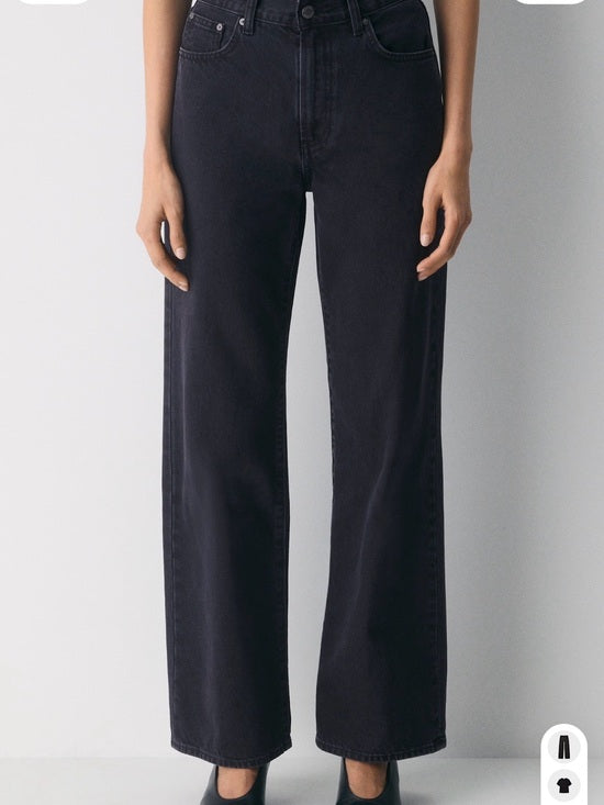 Denim Forum The Farrah Hi-Rise Wide Leg Black 24