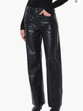 ARC Agolde Black Faux Croc Wide-Leg Pants