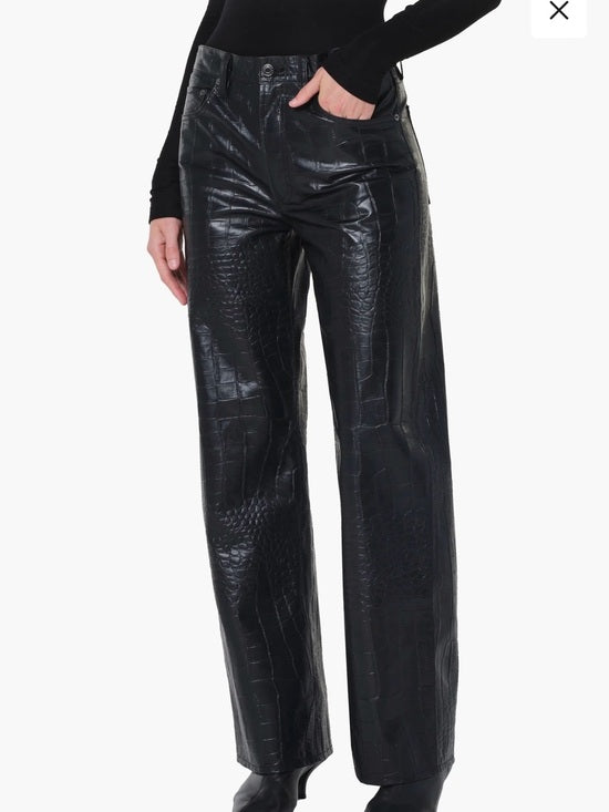 ARC Agolde Black Faux Croc Wide-Leg Pants24