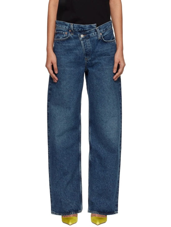 Agolde cross cross Wide-Leg Jeans in Deep Blue Wash