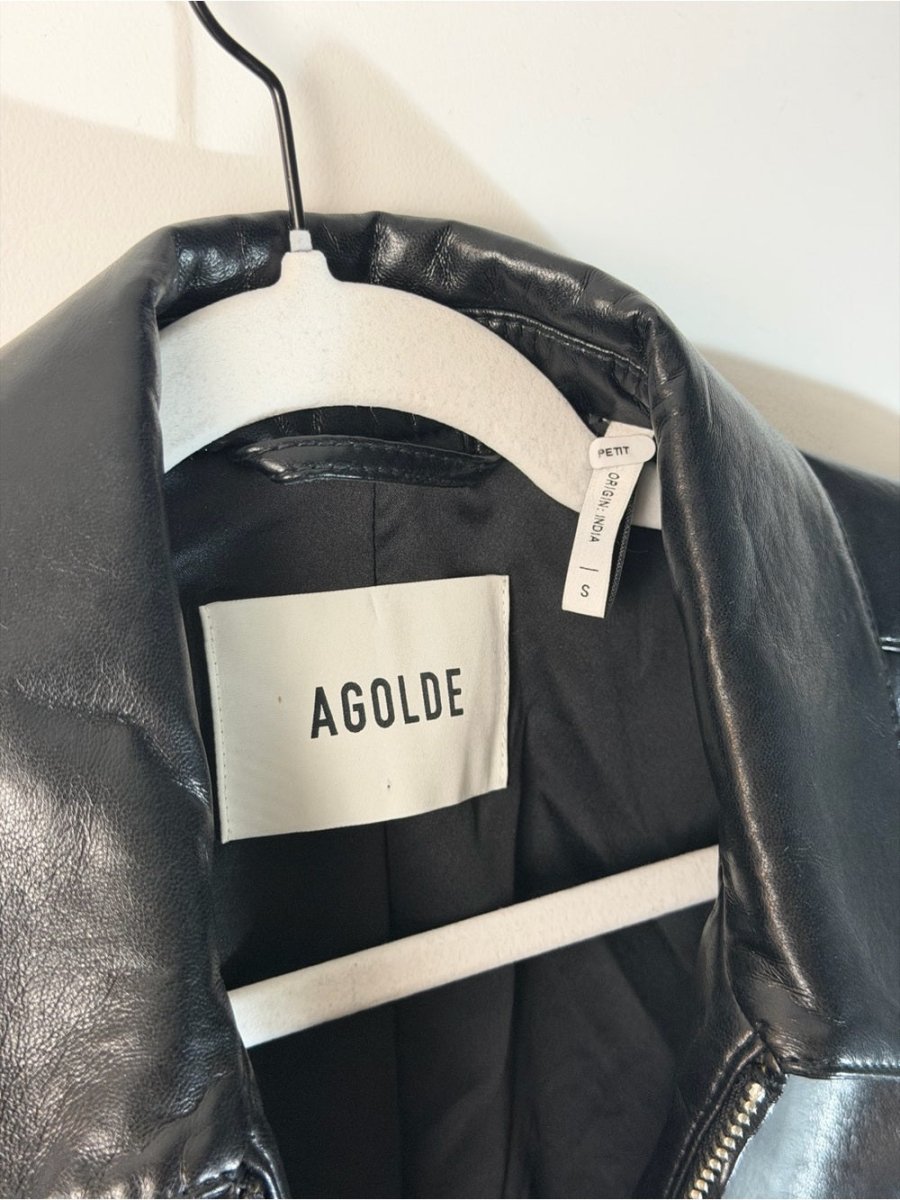 Nahla Cropped Jacket (Recycled Leather) in Detox - TheRWDenimAGOLDE Nahla Cropped Jacket (Recycled Leather) in Detox Black – TheRWDenim