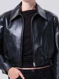 Nahla Cropped Jacket (Recycled Leather) in Detox - TheRWDenimAGOLDE Nahla Cropped Jacket (Recycled Leather) in Detox Black – TheRWDenim