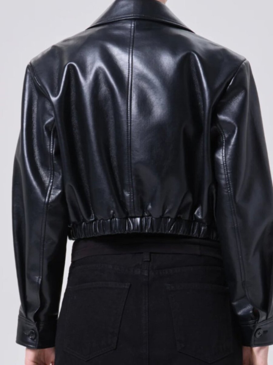 Nahla Cropped Jacket (Recycled Leather) in Detox - TheRWDenimAGOLDE Nahla Cropped Jacket (Recycled Leather) in Detox Black – TheRWDenim