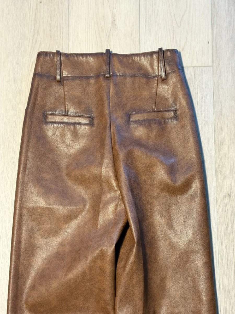 OAK + FORT Chestnut Brown Leather Trousers - TheRWDenimOAK + FORT Chestnut Brown Leather Trousers Wide-Leg – TheRWDenim