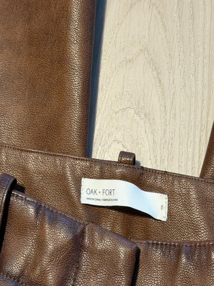 OAK + FORT Chestnut Brown Leather Trousers - TheRWDenimOAK + FORT Chestnut Brown Leather Trousers Wide-Leg – TheRWDenim