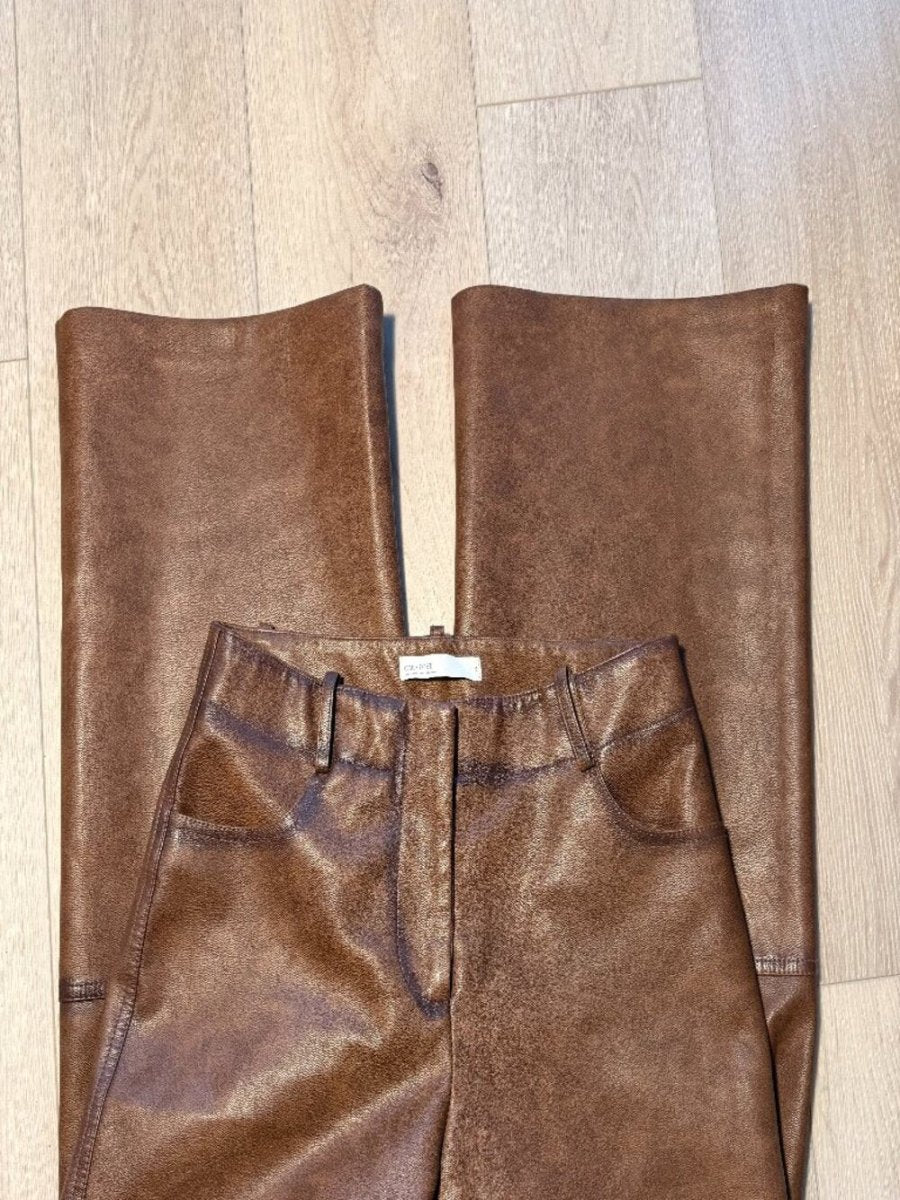 OAK + FORT Chestnut Brown Leather Trousers - TheRWDenimOAK + FORT Chestnut Brown Leather Trousers Wide-Leg – TheRWDenim