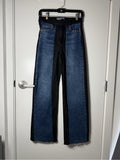 Reworked Dynamite Two-Tone Blue and Black Straight Jeans - TheRWDenimDynamite Two-Tone Blue and Black Straight Straight-Leg Upcycled Reworked Denim – TheRWDenim