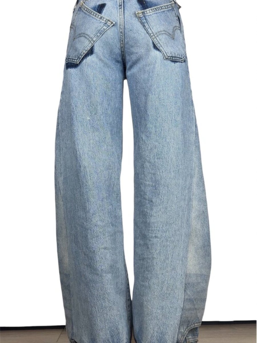 Reworked Levi’s low curve size 23 - TheRWDenimLevi's Low Curve Wide-Leg Blue Wash Upcycled Reworked Denim – TheRWDenim