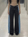 Reworked Wide Leg Two-Tone Contrast Denim Jeans - Grunge Y2K Aesthetic - TheRWDenimWide Leg Two-Tone Contrast Denim - Grunge Y2k Aesthetic Black Upcycled Reworked Denim – TheRWDenim