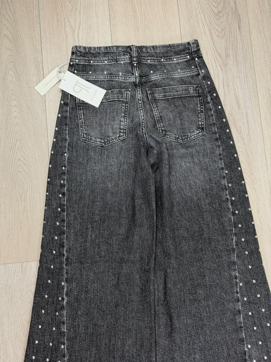 The Adi Mid-Rise Studded Flare jeans Pilcro size 23 TALL - BNWT - TheRWDenimPilcro The Adi Mid-Rise Studded Flare Wide-Leg Black – TheRWDenim