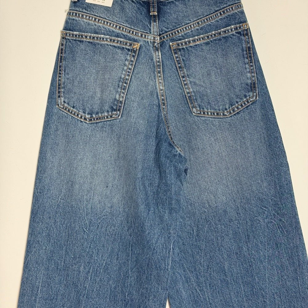 The high waist crossover Criss cross Zara wide leg jeans 22/ 23 BNWT - TheRWDenimZara The High Waist Crossover Criss Cross Wide Leg Navy – TheRWDenim