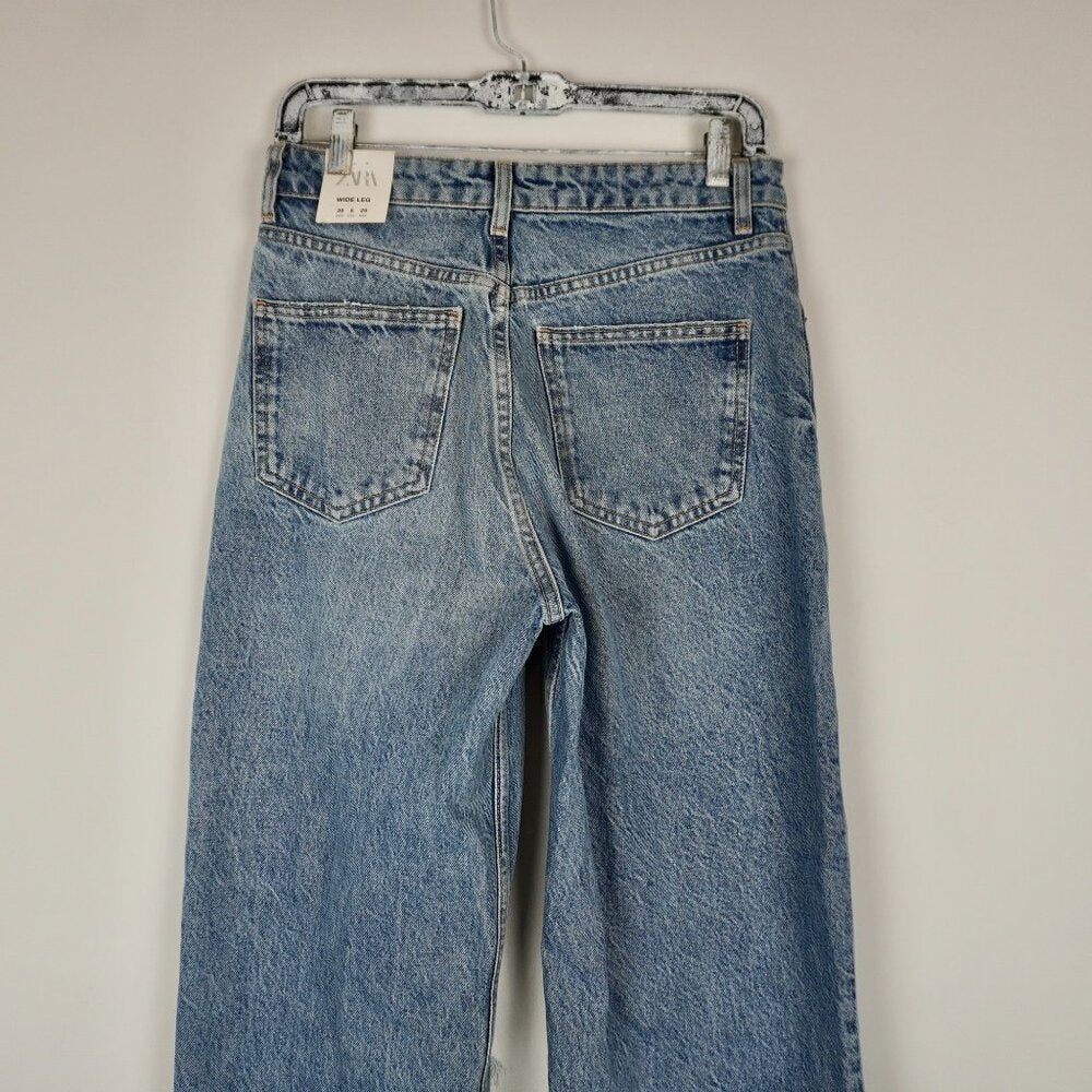 Zara Wide Leg FULL LENGTH TALL NEW - TheRWDenimZara Wide Leg Full Length New Blue Wash – TheRWDenim